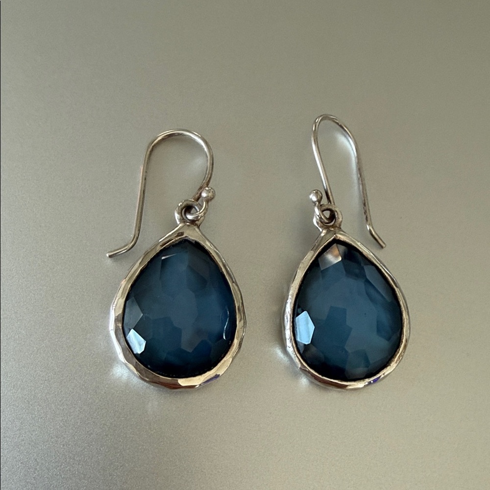 Ippolita Wonderland Earrings Teardrop Doublet Sterling Silver & Deep Blue Stone - Picture 2 of 12